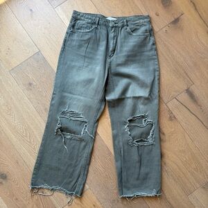 Army green crop pants